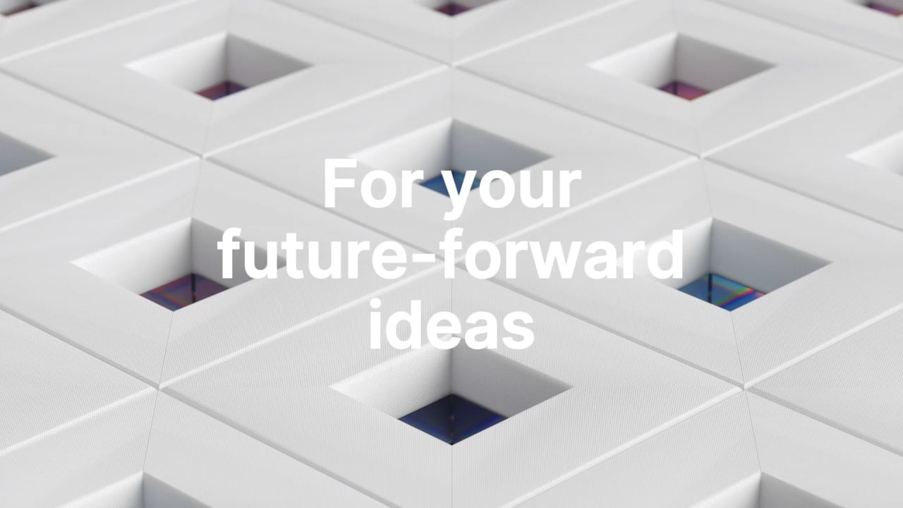 Geometric white surface with text: For your future-forward ideas