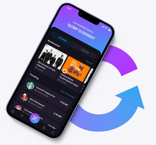 The UI of the balance and rewards page of Circularr
