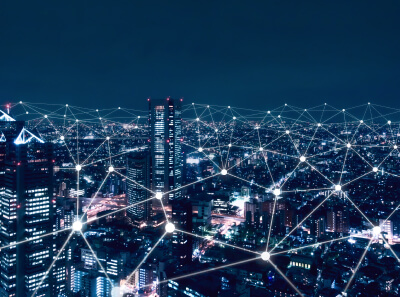 A panoramic view of a night city