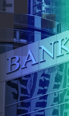 A view of a bank building