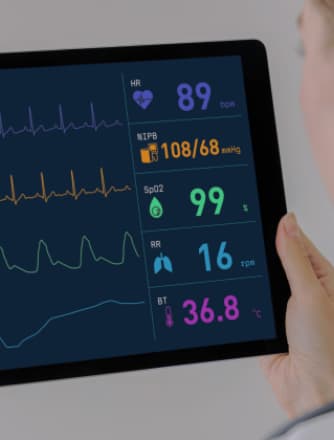 A person examines stats from a healthcare app