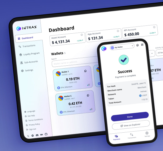 The illustration of INTMAX wallet & platform project