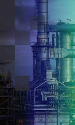 Metallic color pipes on an oil factory