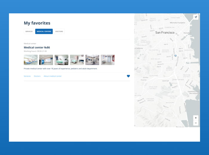 The UI of the favorite list page
