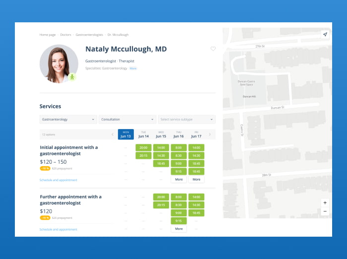 The UI of the flexible schedule page