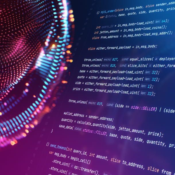 Digital blue pixelated cube