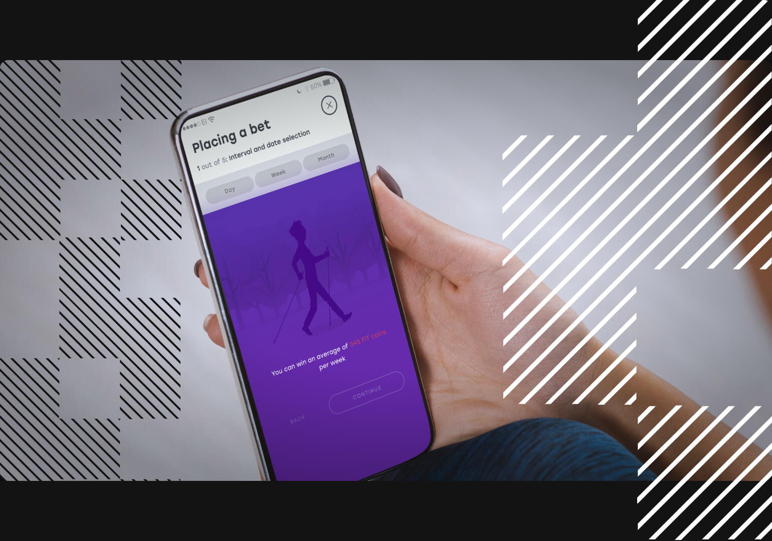 A person runs a fitness application on a phone