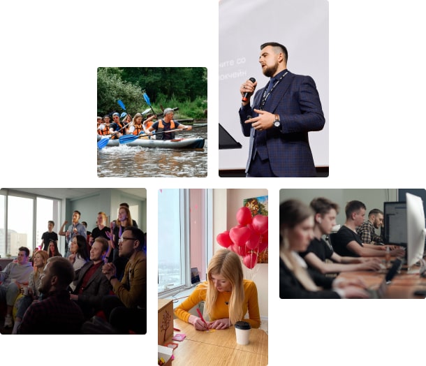 The photo collage of notable moments from PixelPlex events