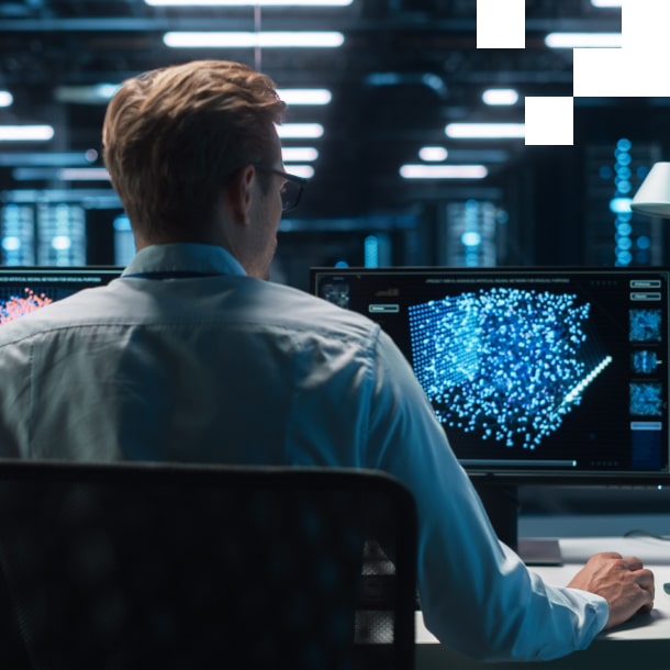 A man in a white shirt providing machine learning consulting services