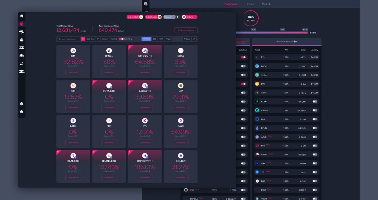 The interface of a dealings page of the Mantra DAO platform