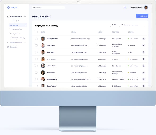 The interface of the MLRIC & MLRICP page of MECA