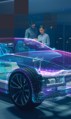 People examining the concept of a car