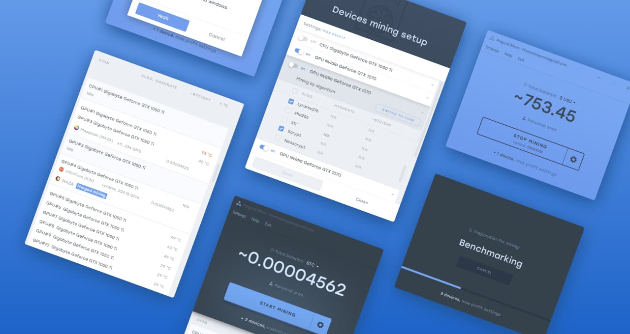 The UI of several ProPool pages
