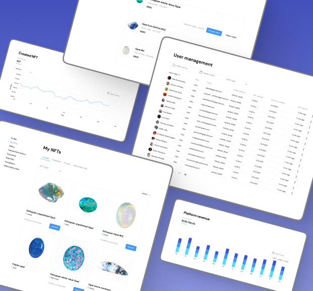 The illustration of Flow-powered NFT marketplace for precious stones project