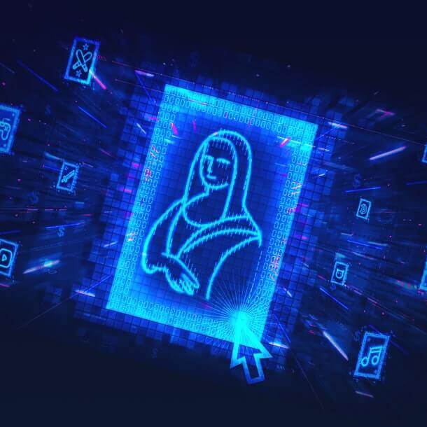 Digitally form of Mona Lisa for an NFT marketplace