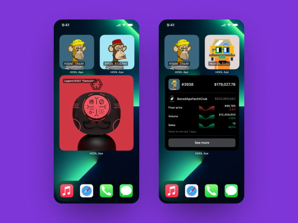 Hodle APE NFT widgets visualization