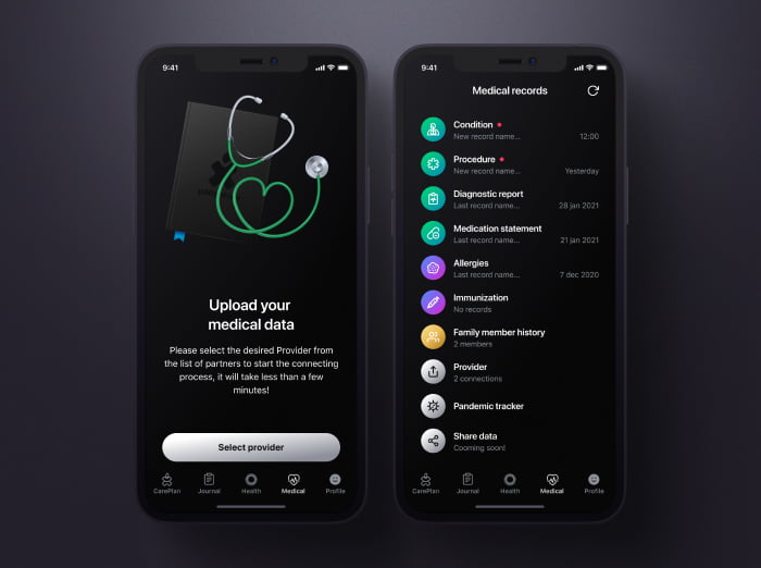 The UI of the ID.me verification page of Patientory mobile app