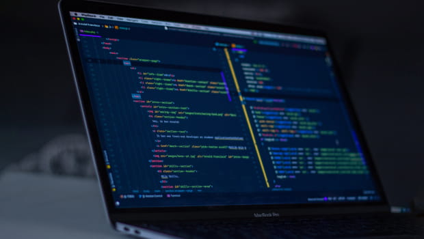 A code snippet on the display of MacBook Pro