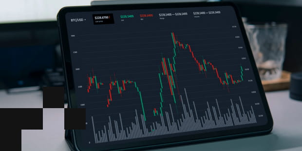 A tablet demonstrating BTC/USD chart