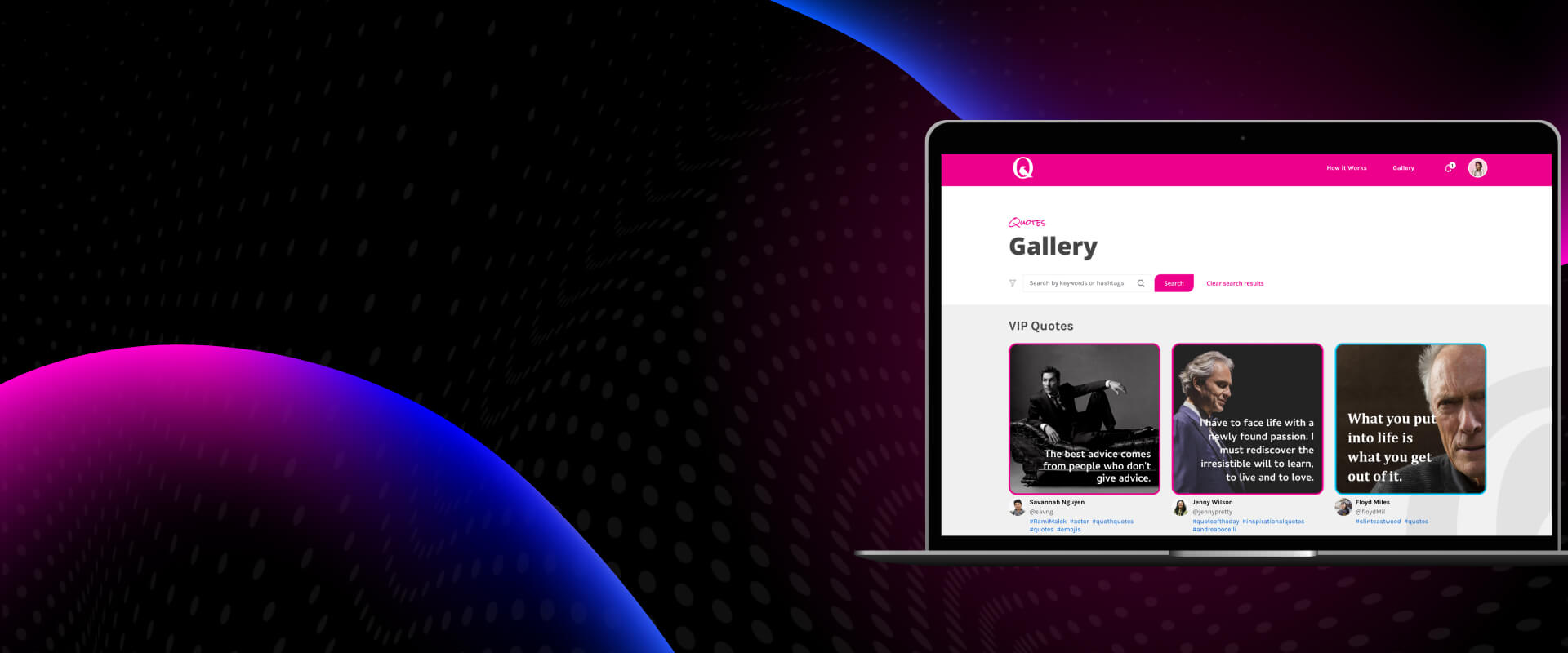 The interface of Quoth on a laptop