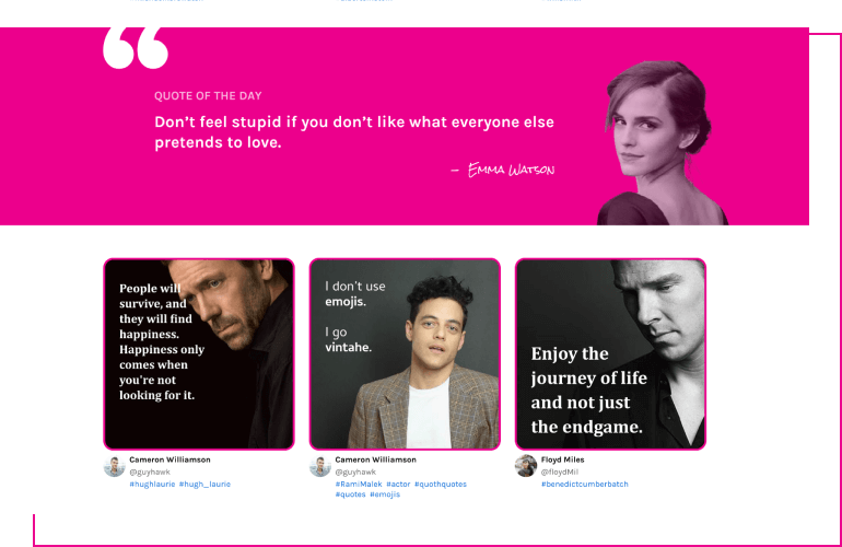 The interface of Quote of the Day page of Quoth platform