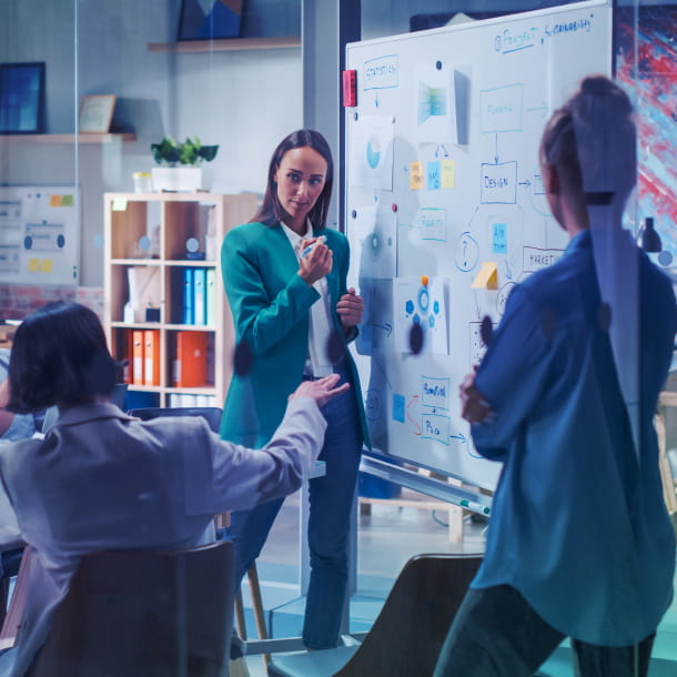 A person in a green suite providing R&D consulting