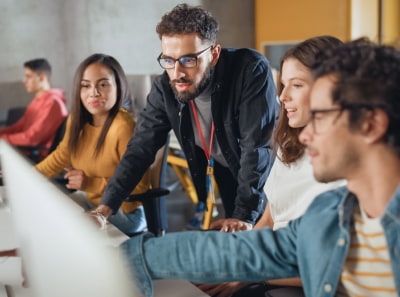 A team discussing technologies in real estate assets