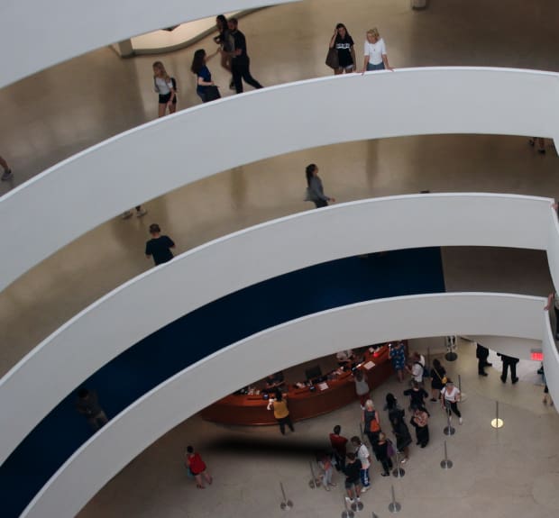 A view of several floors of a mall