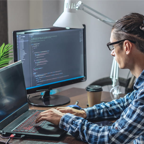 A person working on smart contract strategy and architecture design