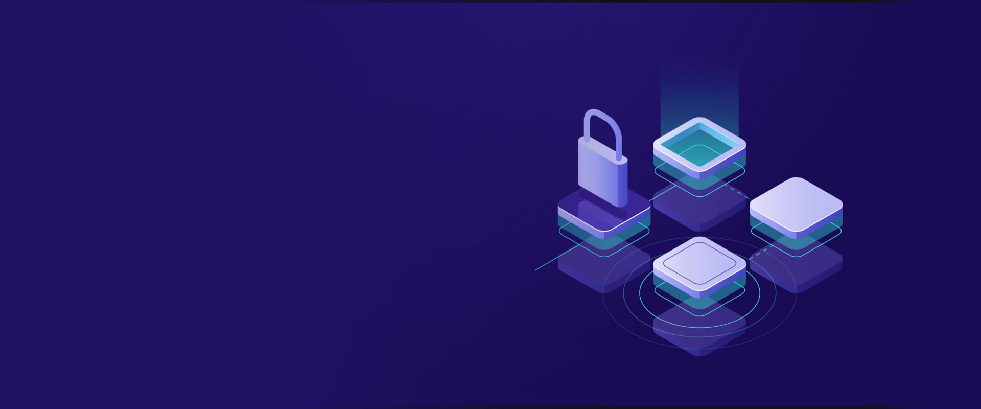 Four interdependent platforms on a blue background