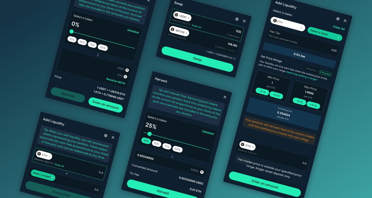 The examples of mobile interfaces of SOMA