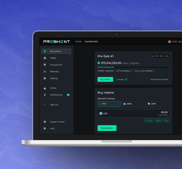 The illustration of ICO platform for DeFi project