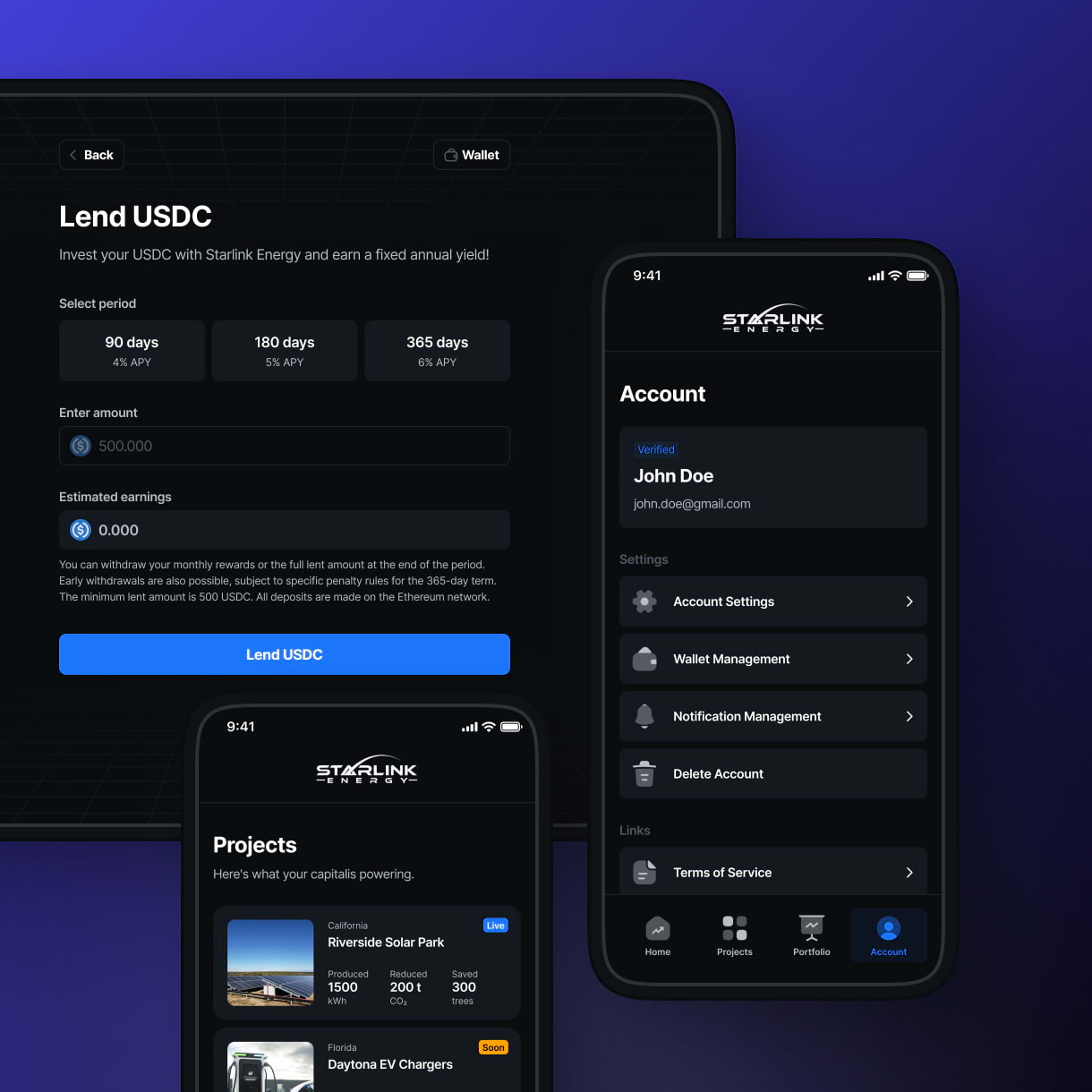 Screen design for the Starlink Energy case for different devices