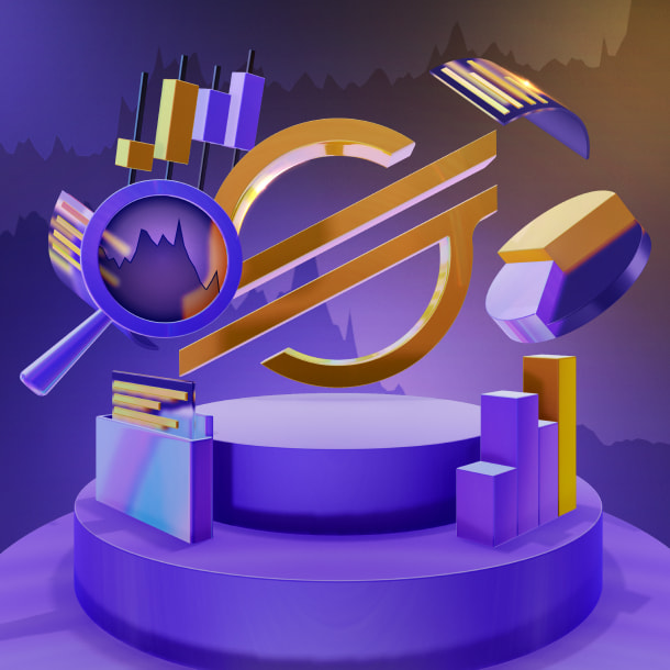 Stellar blockchain development on futuristic background