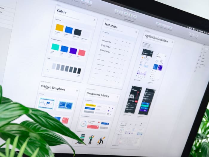 A list of UI guidelines on a monitor