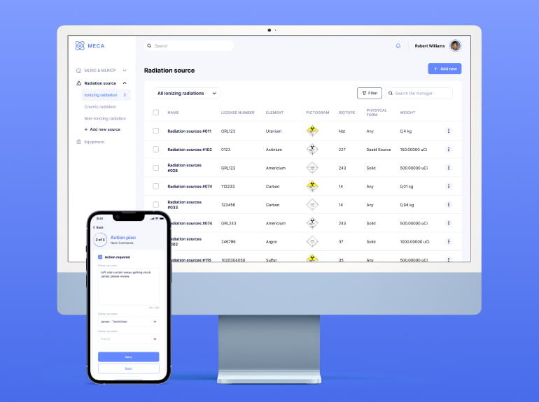 The illustration of desktop and mobile UI of MECA