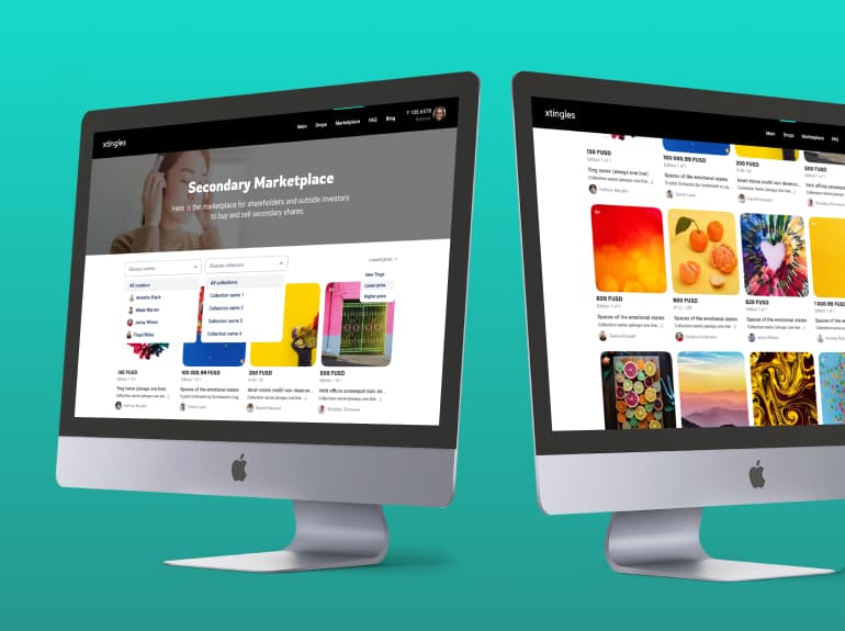 The illustration of desktop UI of Xtingles