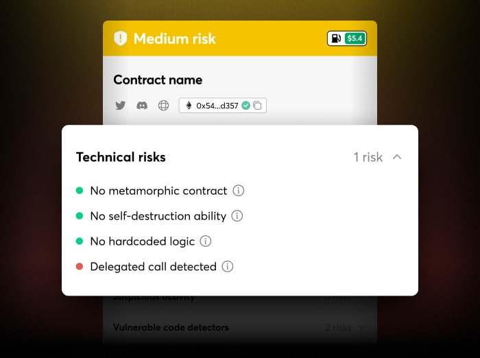 The interface of technical risks after smart contract analysis