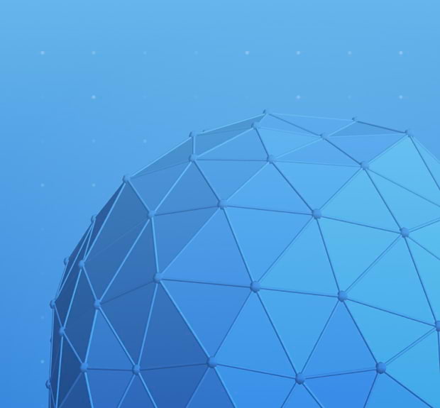 A blue ball featuring a geometric design with various shapes and patterns.