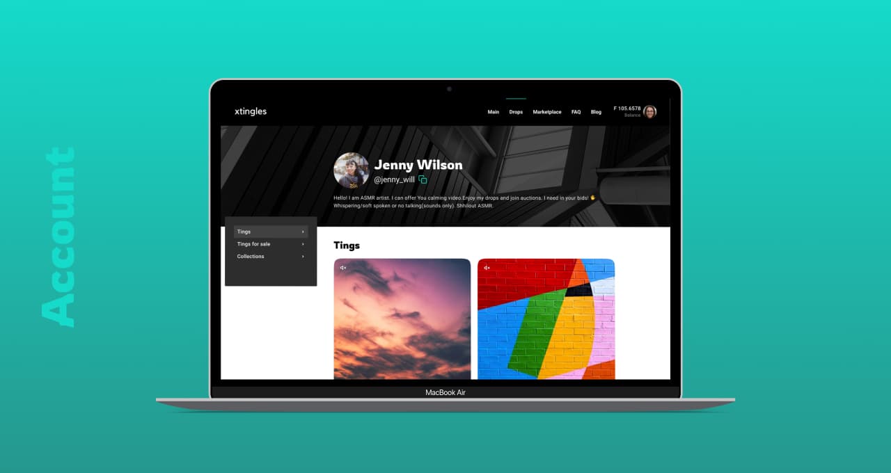 The UI of the platform's Account screen